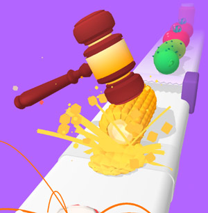 食べ物をハンマーで潰すゲーム Smash Crush Food 3d ひといきゲーム 無料ブラウザゲーム フラッシュゲーム