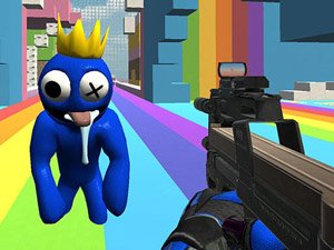 Blue Running with Knife Rainbow Friends Roblox Coloring Page in